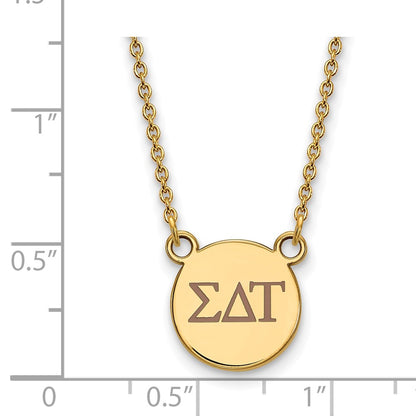 Gold Plated Sterling Silver Logoart Sigma Delta Tau Sorority Greek Letters Small Color Enamel Pendant 18 Inch Necklace