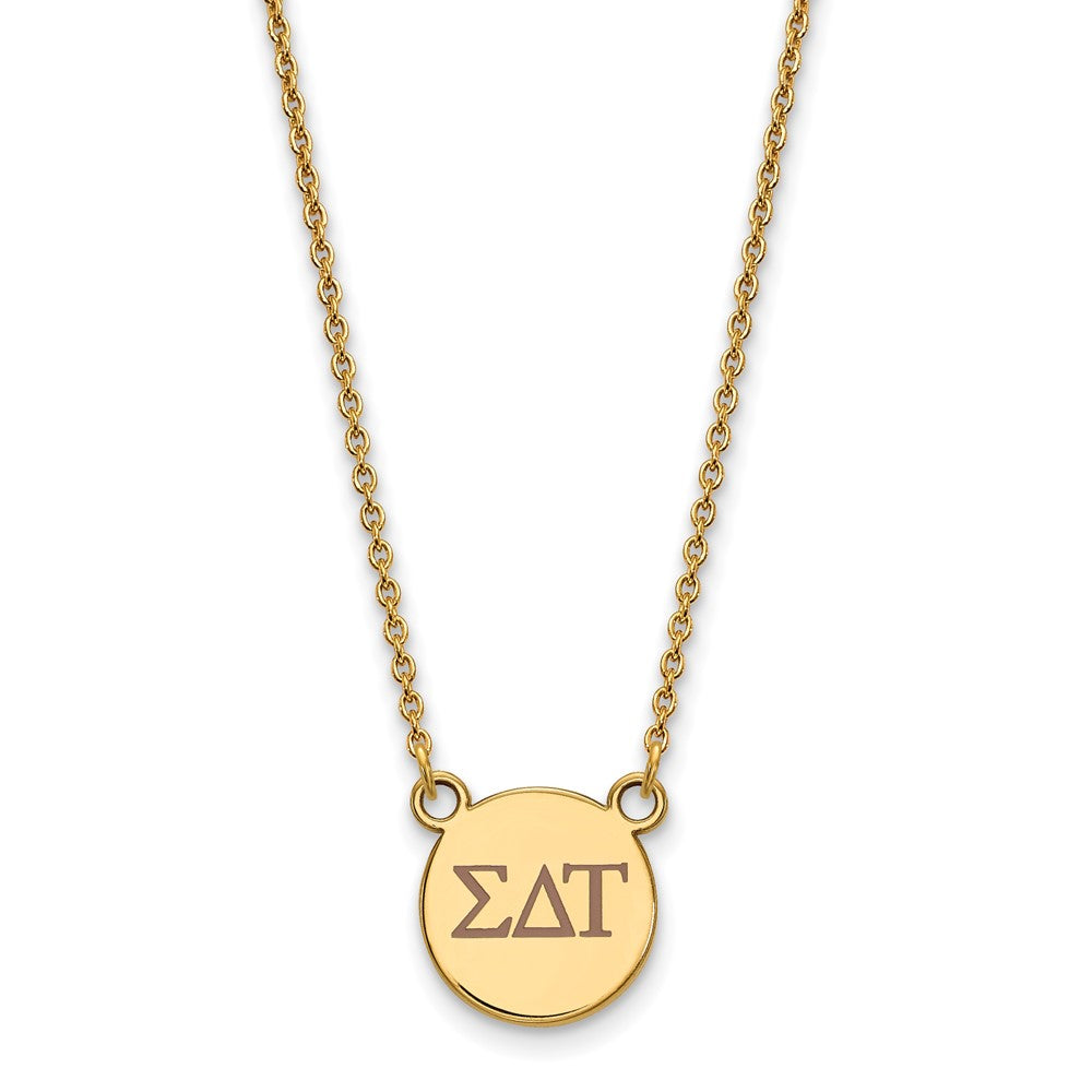 Gold Plated Sterling Silver Logoart Sigma Delta Tau Sorority Greek Letters Small Color Enamel Pendant 18 Inch Necklace