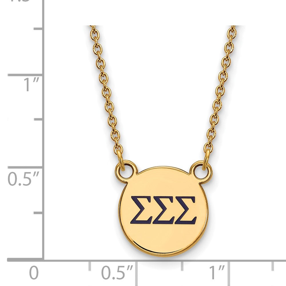 Gold Plated Sterling Silver Logoart Sigma Sorority Greek Letters Small Color Enamel Pendant 18 Inch Necklace