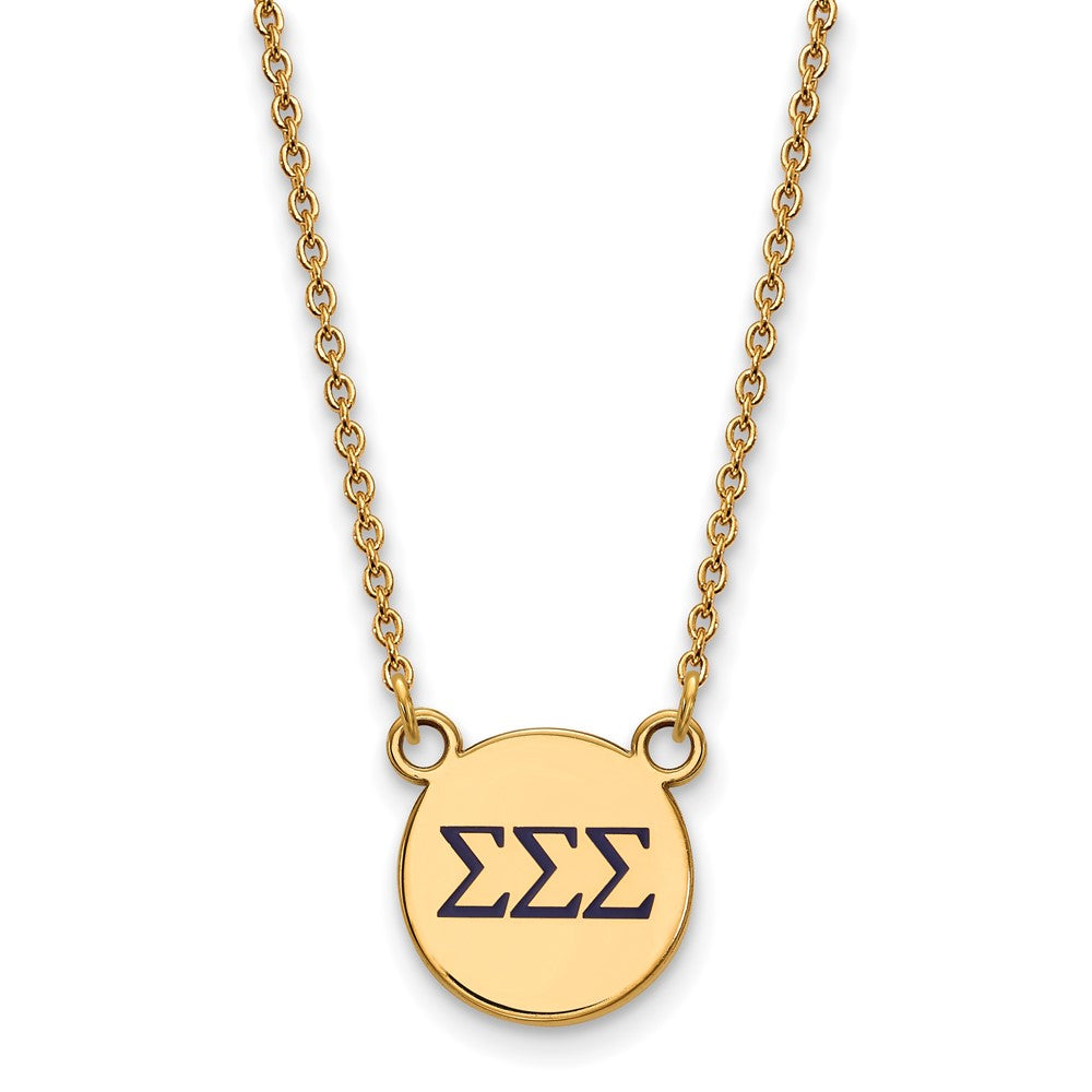 Gold Plated Sterling Silver Logoart Sigma Sorority Greek Letters Small Color Enamel Pendant 18 Inch Necklace