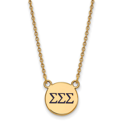 Gold Plated Sterling Silver Logoart Sigma Sorority Greek Letters Small Color Enamel Pendant 18 Inch Necklace