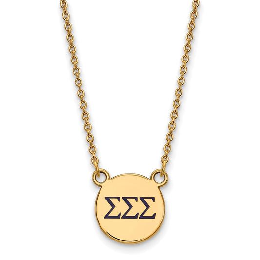 Gold Plated Sterling Silver Logoart Sigma Sorority Greek Letters Small Color Enamel Pendant 18 Inch Necklace