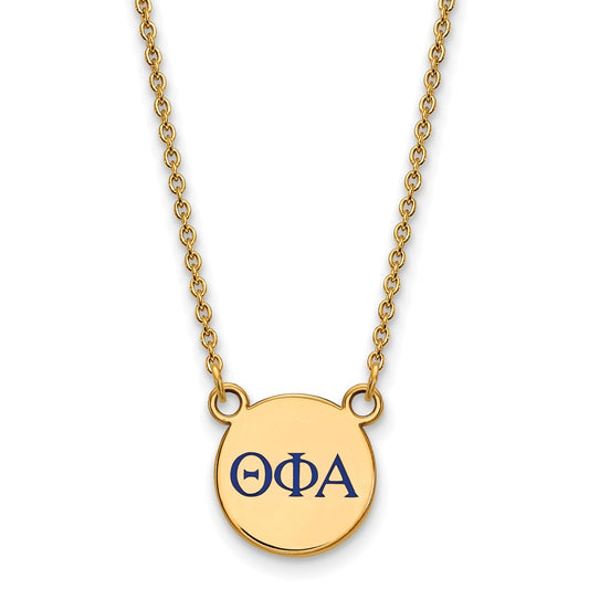 Gold Plated Sterling Silver Logoart Theta Phi Alpha Sorority Greek Letters Small Color Enamel Pendant 18 Inch Necklace
