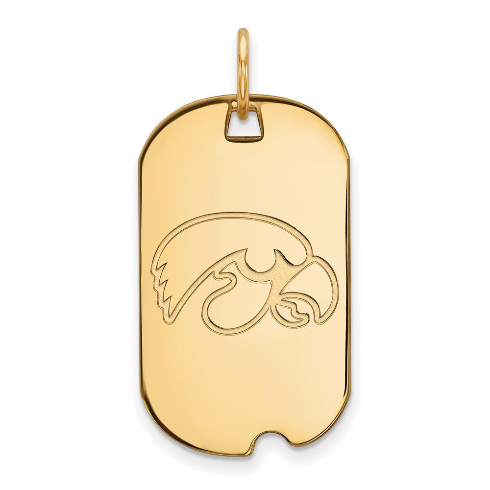 10K Yellow Gold Logoart University Of Iowa Hawk Small Dog Tag Pendant
