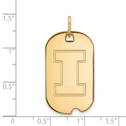 10K Yellow Gold Logoart University Of Illinois Letter I Small Dog Tag Pendant