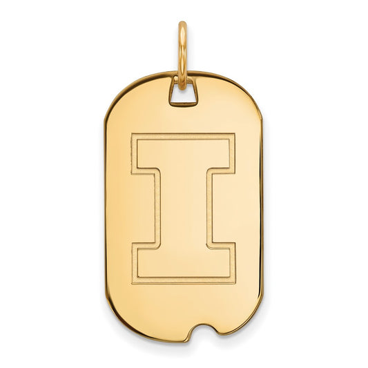 10K Yellow Gold Logoart University Of Illinois Letter I Small Dog Tag Pendant