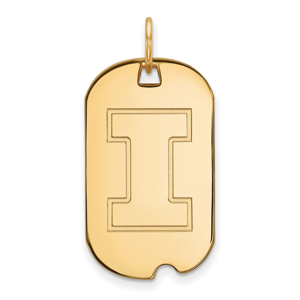 14K Yellow Gold Logoart University Of Illinois Letter I Small Dog Tag Pendant