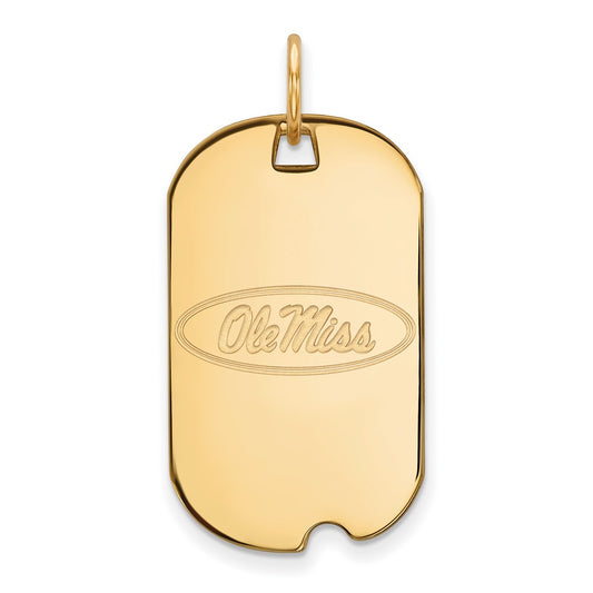 Gold Plated Sterling Silver Logoart University Of Mississippi Ole Miss Small Dog Tag Pendant