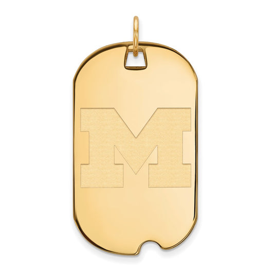 14K Yellow Gold Logoart University Of Michigan Letter M Large Dog Tag Pendant