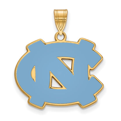 Gold Plated Sterling Silver Logoart University Of North Carolina N C Large Enameled Pendant
