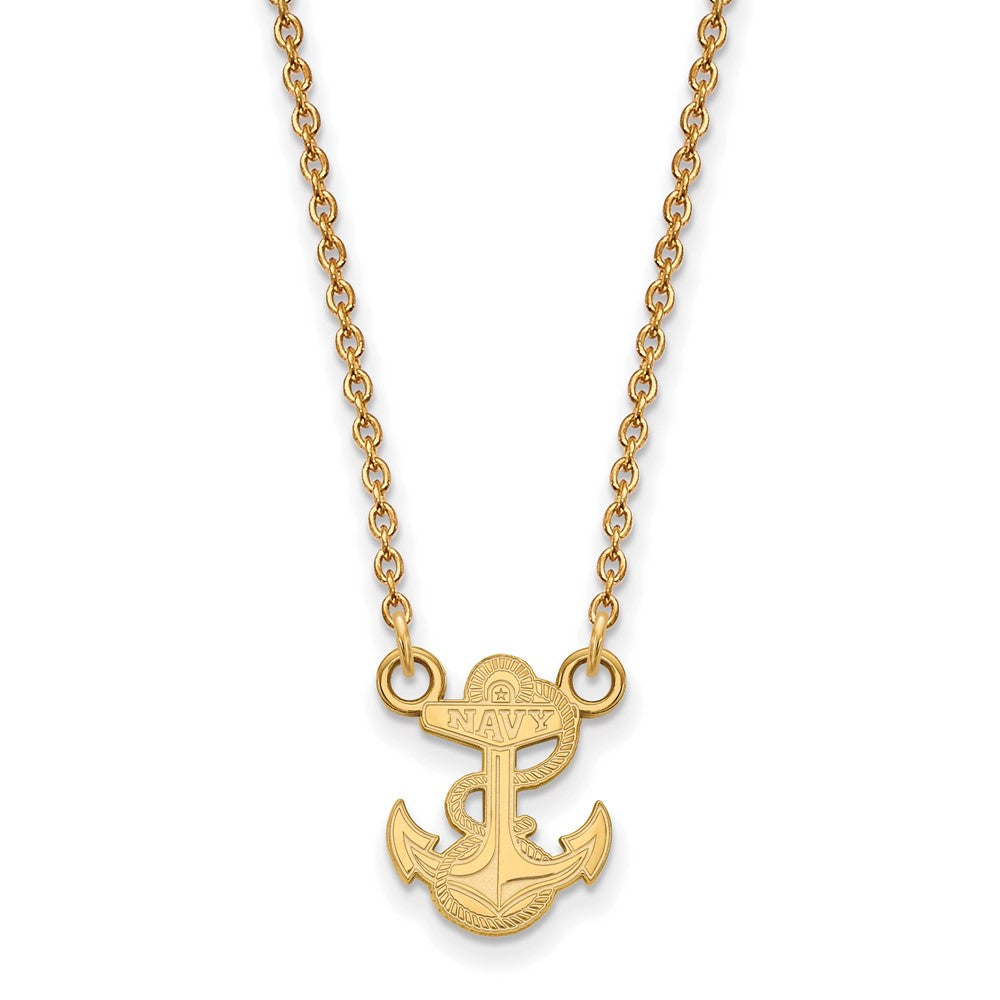 10K Yellow Gold Logoart Us Naval Academy Anchor Small Pendant 18 Inch Necklace