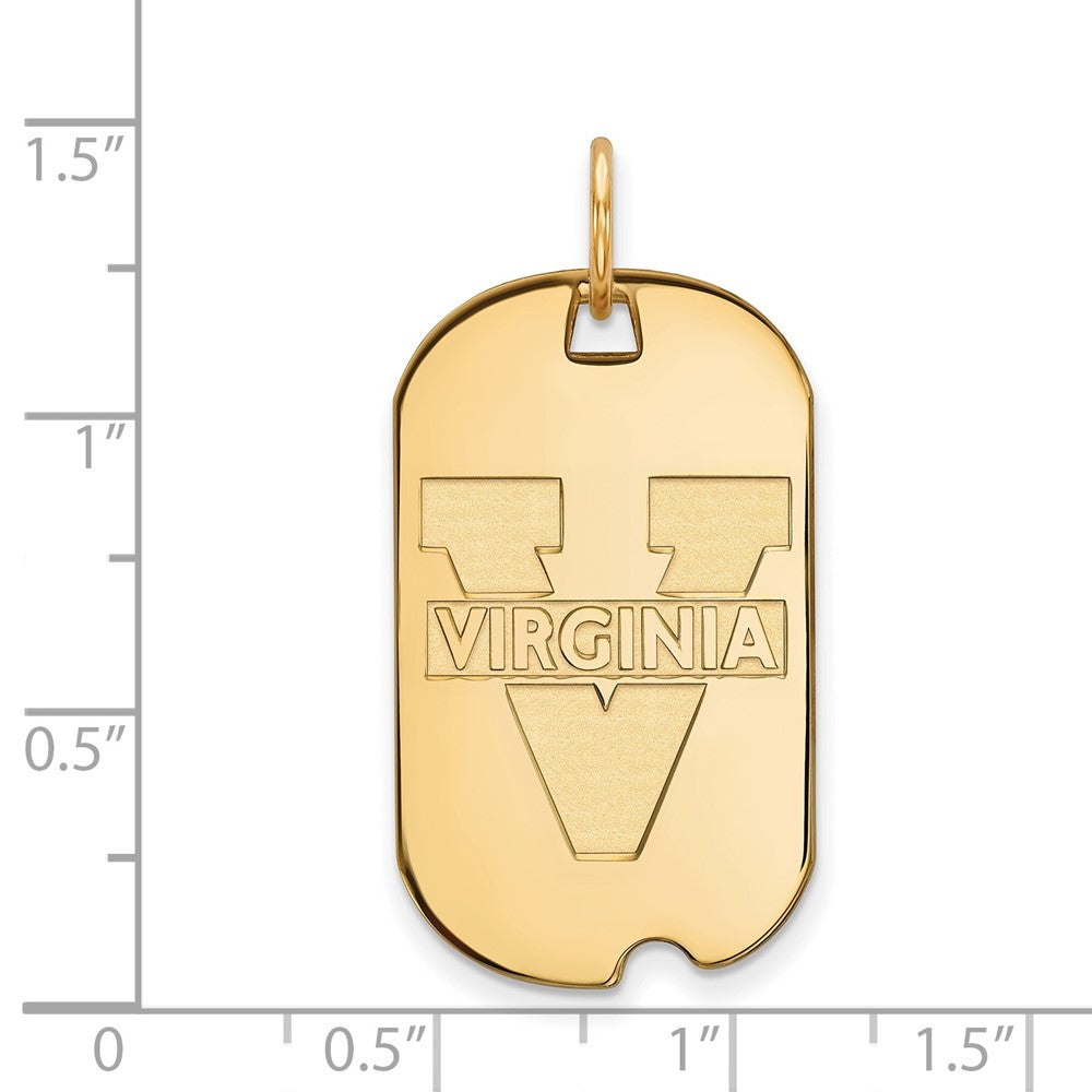 14K Yellow Gold Logoart University Of Virginia Small Dog Tag Pendant