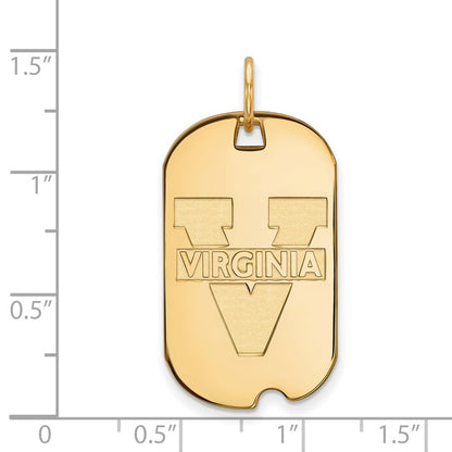 14K Yellow Gold Logoart University Of Virginia Small Dog Tag Pendant