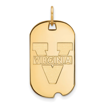 14K Yellow Gold Logoart University Of Virginia Small Dog Tag Pendant