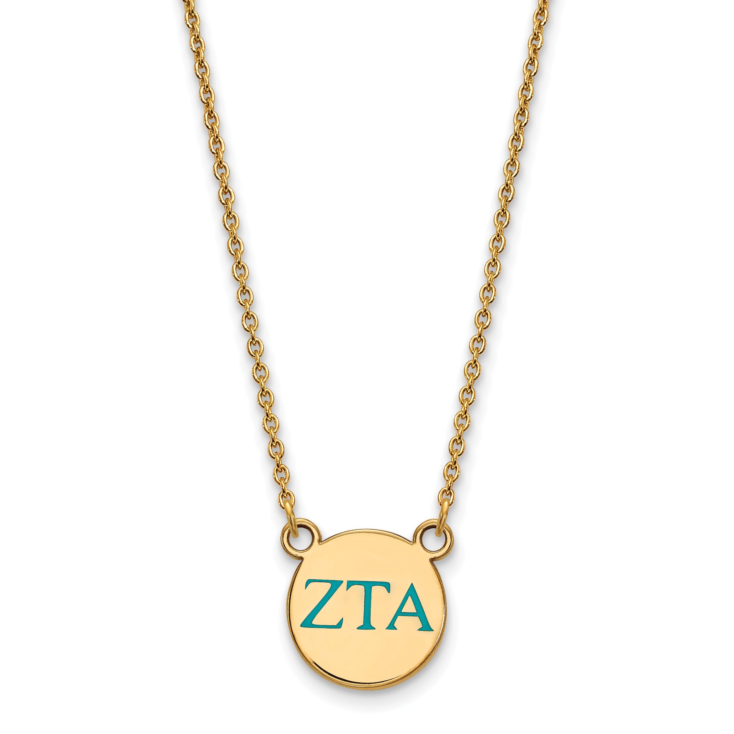Gold Plated Sterling Silver Logoart Zeta Tau Alpha Sorority Greek Letters Small Color Enamel Pendant 18 Inch Necklace
