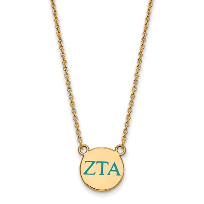 Gold Plated Sterling Silver Logoart Zeta Tau Alpha Sorority Greek Letters Small Color Enamel Pendant 18 Inch Necklace