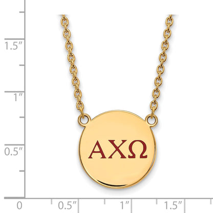 Gold Plated Sterling Silver Logoart Alpha Chi Omega Sorority Greek Letters Large Color Enamel Pendant 18 Inch Necklace