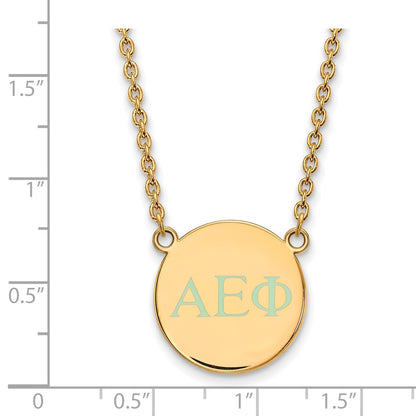 Gold Plated Sterling Silver Logoart Alpha Epsilon Phi Sorority Greek Letters Small Color Enamel Pendant 18 Inch Necklace
