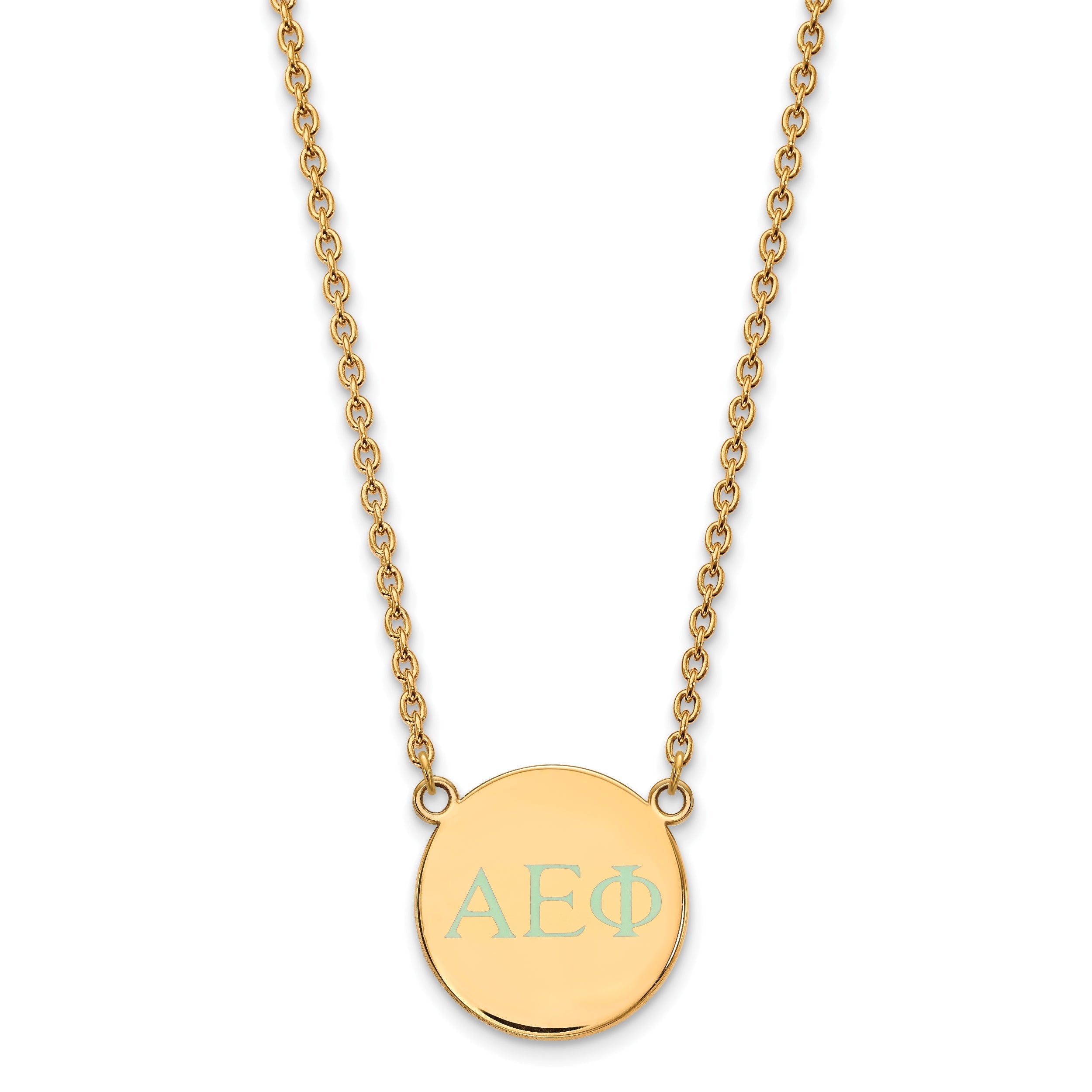 Gold Plated Sterling Silver Logoart Alpha Epsilon Phi Sorority Greek Letters Small Color Enamel Pendant 18 Inch Necklace