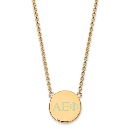 Gold Plated Sterling Silver Logoart Alpha Epsilon Phi Sorority Greek Letters Small Color Enamel Pendant 18 Inch Necklace