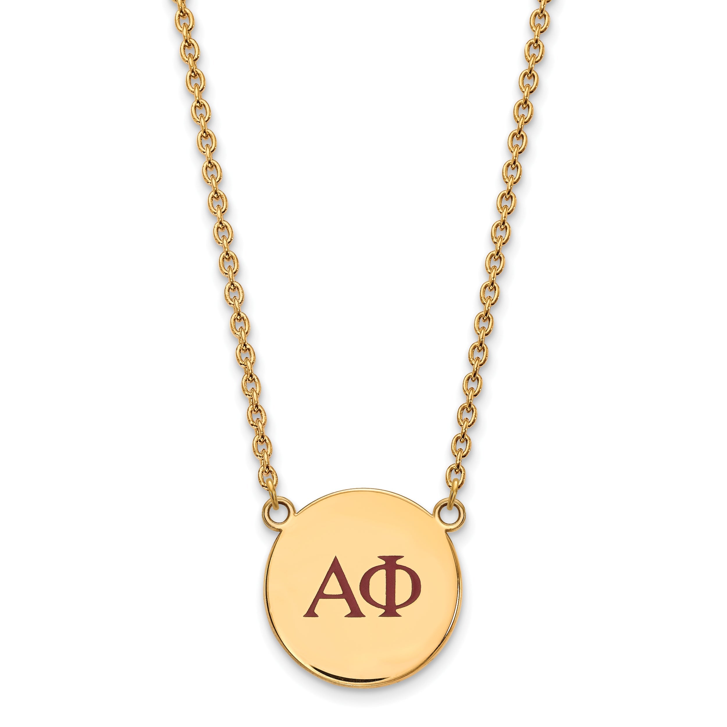 Gold Plated Sterling Silver Logoart Alpha Phi Sorority Greek Letters Large Color Enamel Pendant 18 Inch Necklace