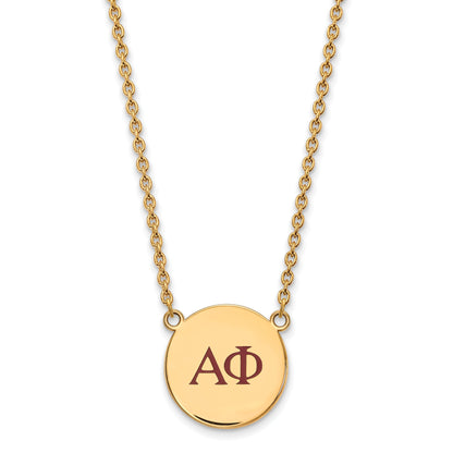 Gold Plated Sterling Silver Logoart Alpha Phi Sorority Greek Letters Large Color Enamel Pendant 18 Inch Necklace