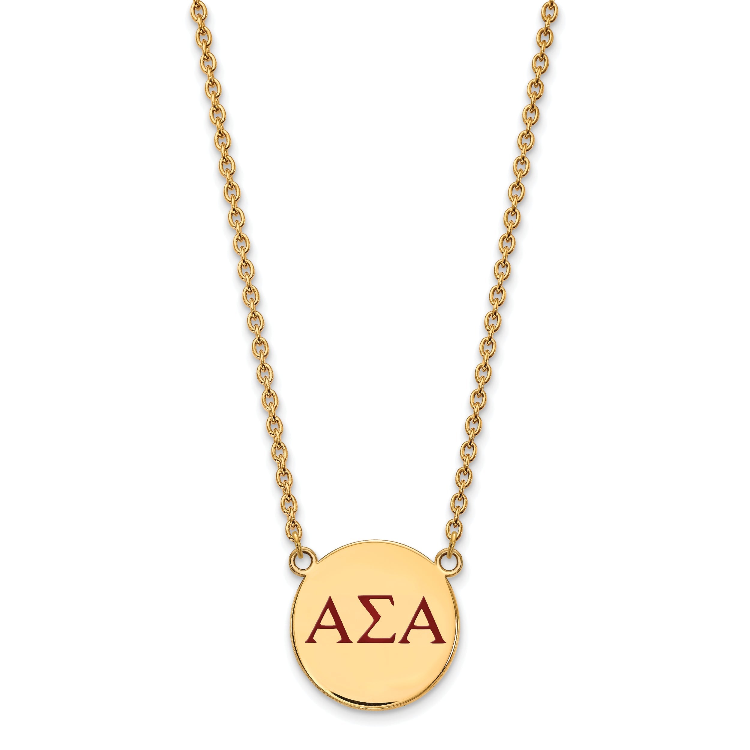 Gold Plated Sterling Silver Logoart Alpha Sigma Sorority Greek Letters Large Color Enamel Pendant 18 Inch Necklace