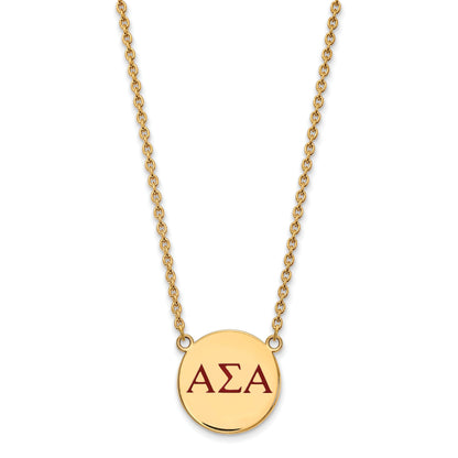 Gold Plated Sterling Silver Logoart Alpha Sigma Sorority Greek Letters Large Color Enamel Pendant 18 Inch Necklace