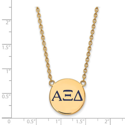 Gold Plated Sterling Silver Logoart Alpha Xi Delta Sorority Greek Letters Large Color Enamel Pendant 18 Inch Necklace
