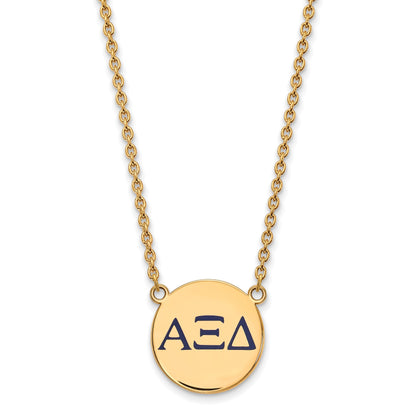 Gold Plated Sterling Silver Logoart Alpha Xi Delta Sorority Greek Letters Large Color Enamel Pendant 18 Inch Necklace