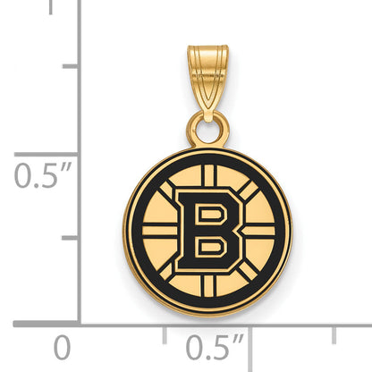 Gold Plated Sterling Silver Nhl Logoart Boston Bruins Small Enameled Pendant