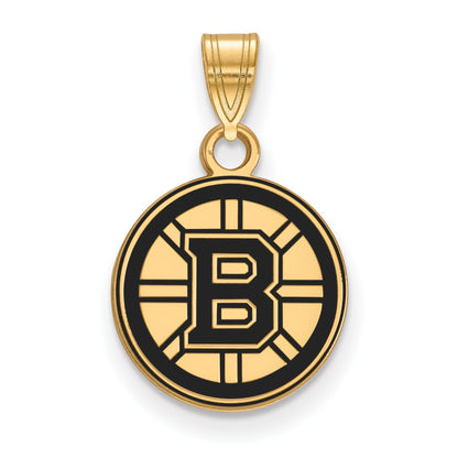Gold Plated Sterling Silver Nhl Logoart Boston Bruins Small Enameled Pendant