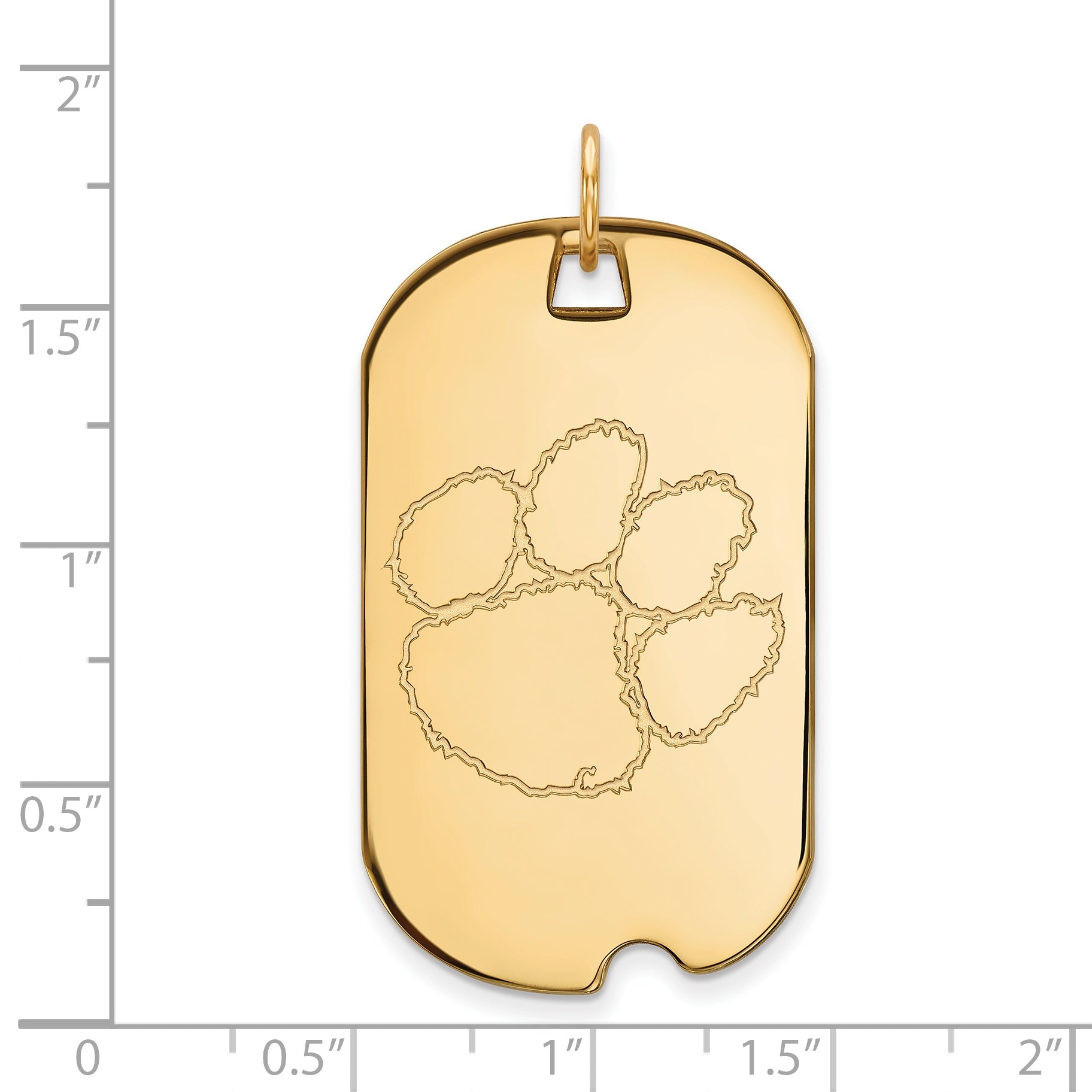 Gold Plated Sterling Silver Logoart Clemson University Tiger Paw Large Dog Tag Pendant