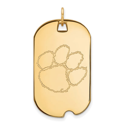 14K Yellow Gold Logoart Clemson University Tiger Paw Large Dog Tag Pendant
