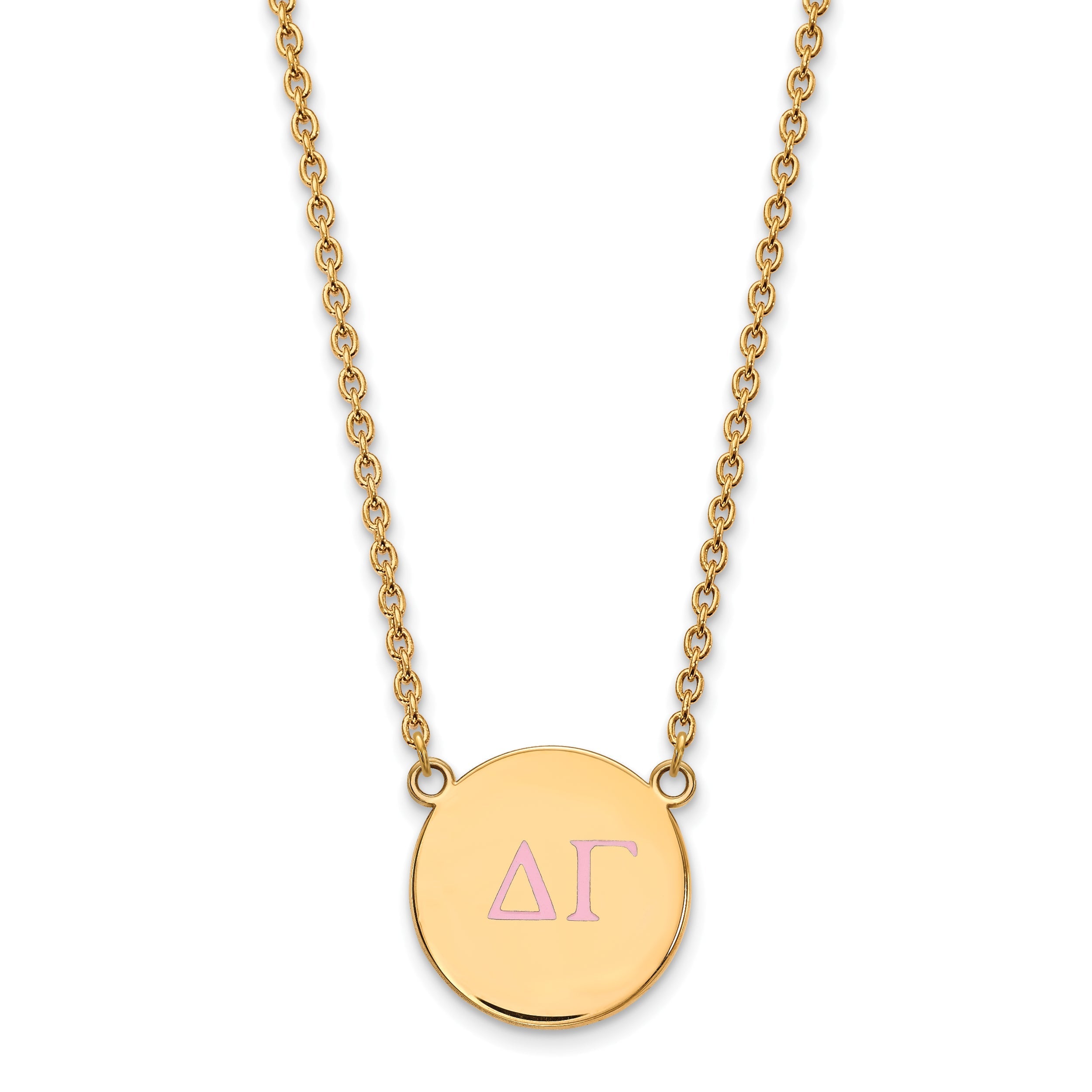 Gold Plated Sterling Silver Logoart Delta Gamma Sorority Greek Letters Large Color Enamel Pendant 18 Inch Necklace