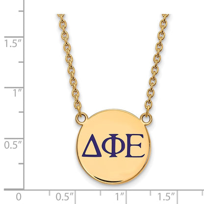 Gold Plated Sterling Silver Logoart Delta Phi Epsilon Sorority Greek Letters Large Color Enamel Pendant 18 Inch Necklace