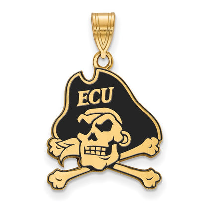 Gold Plated Sterling Silver Logoart East Carolina University Pirate Large Enameled Pendant