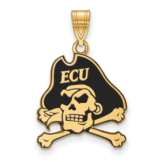 Gold Plated Sterling Silver Logoart East Carolina University Pirate Large Enameled Pendant