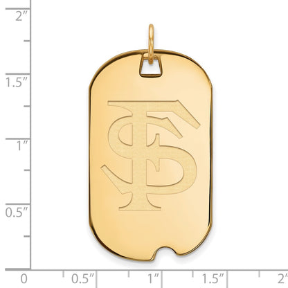 10K Yellow Gold Logoart Florida State University F S Large Dog Tag Pendant