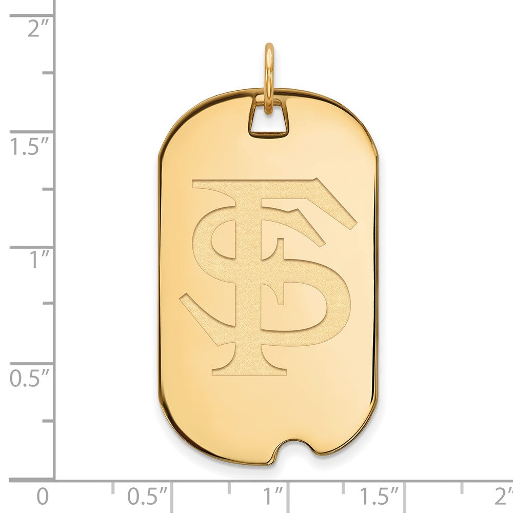 14K Yellow Gold Logoart Florida State University F S Large Dog Tag Pendant