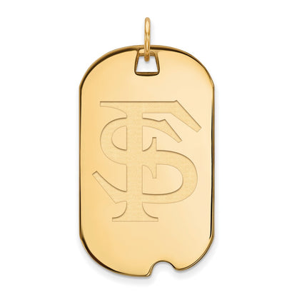 10K Yellow Gold Logoart Florida State University F S Large Dog Tag Pendant