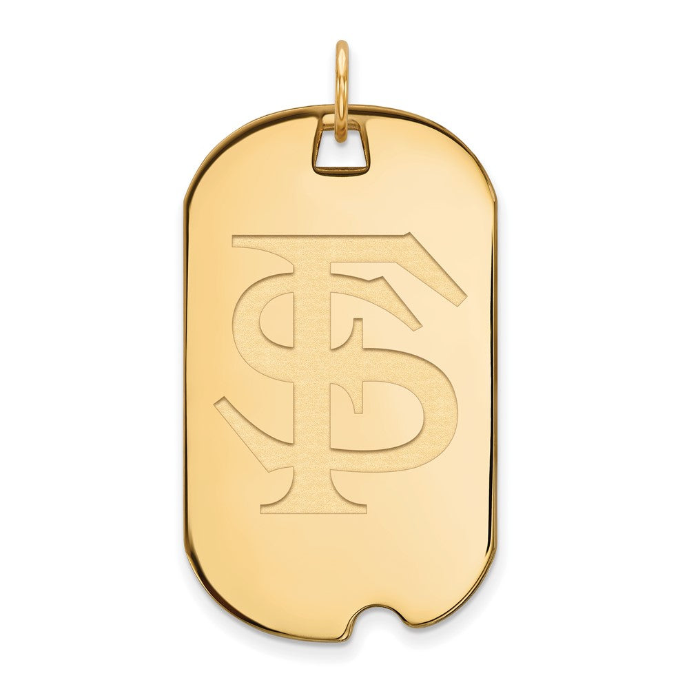 Gold Plated Sterling Silver Logoart Florida State University F S Large Dog Tag Pendant