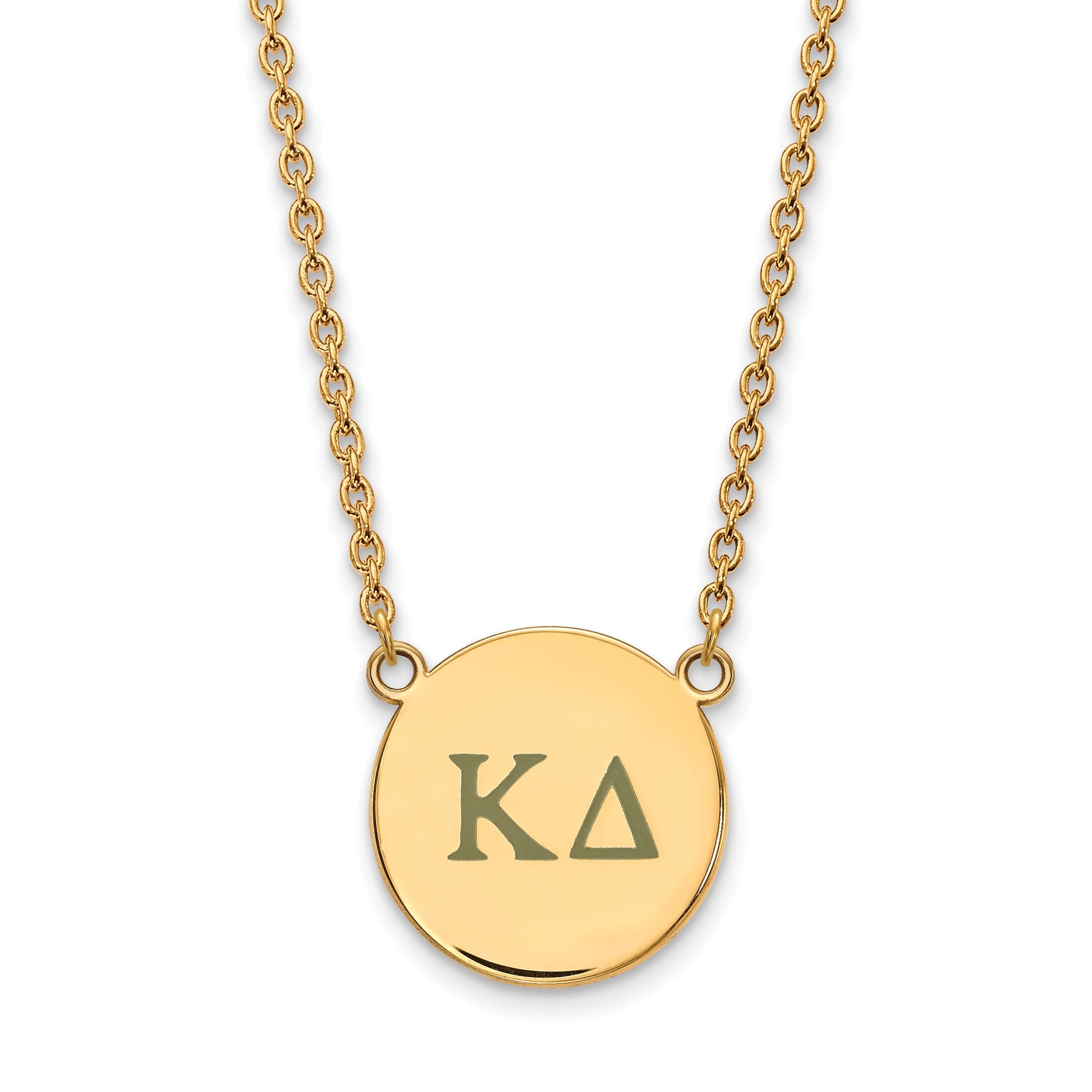 Gold Plated Sterling Silver Logoart Kappa Delta Sorority Greek Letters Large Color Enamel Pendant 18 Inch Necklace
