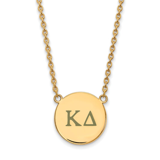 Gold Plated Sterling Silver Logoart Kappa Delta Sorority Greek Letters Large Color Enamel Pendant 18 Inch Necklace