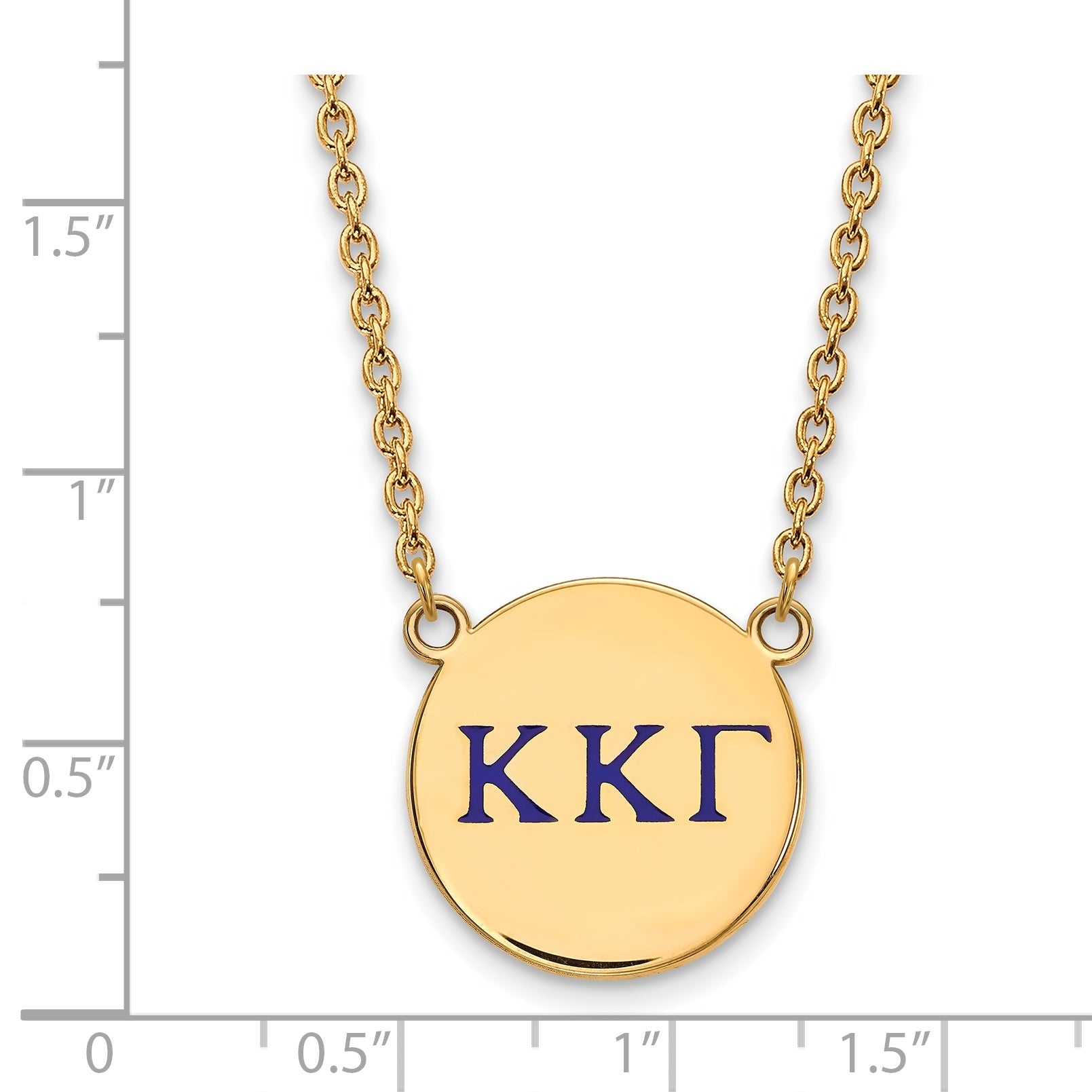 Gold Plated Sterling Silver Logoart Kappa Gamma Sorority Greek Letters Large Color Enamel Pendant 18 Inch Necklace