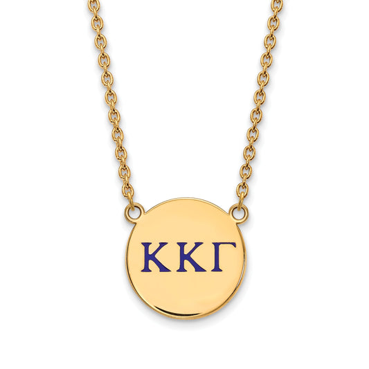 Gold Plated Sterling Silver Logoart Kappa Gamma Sorority Greek Letters Large Color Enamel Pendant 18 Inch Necklace