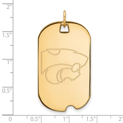 14K Yellow Gold Logoart Kansas State University Wildcat Large Dog Tag Pendant