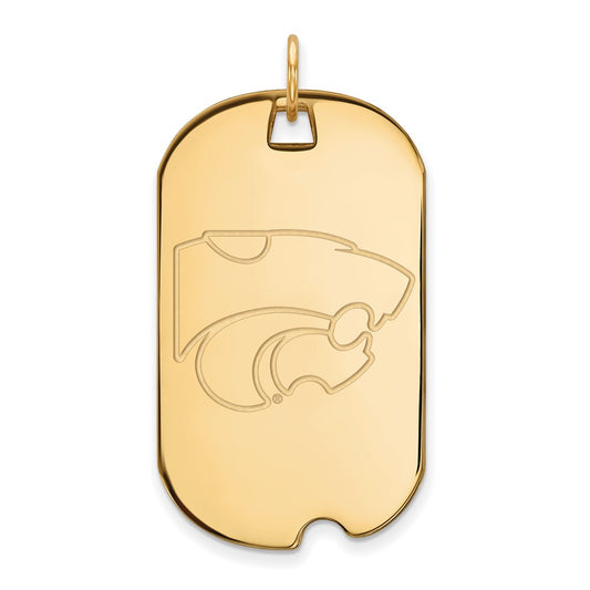 10K Yellow Gold Logoart Kansas State University Wildcat Large Dog Tag Pendant