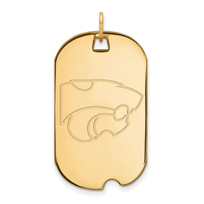 14K Yellow Gold Logoart Kansas State University Wildcat Large Dog Tag Pendant