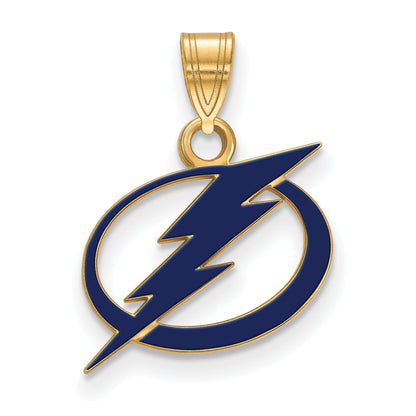 Gold Plated Sterling Silver Nhl Logoart Tampa Bay Lightning Small Enameled Pendant